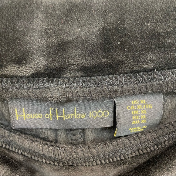 House of Harlow 1960 Black Velvet Velour Jogger Sweat Pants - XL - Picture 3 of 6